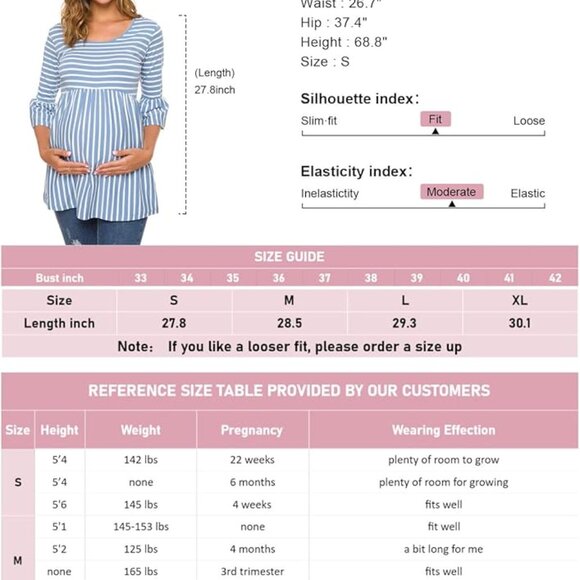 MATERNITY Leopard Print Peplum Top - 3/4 sleeves - Picture 6 of 8